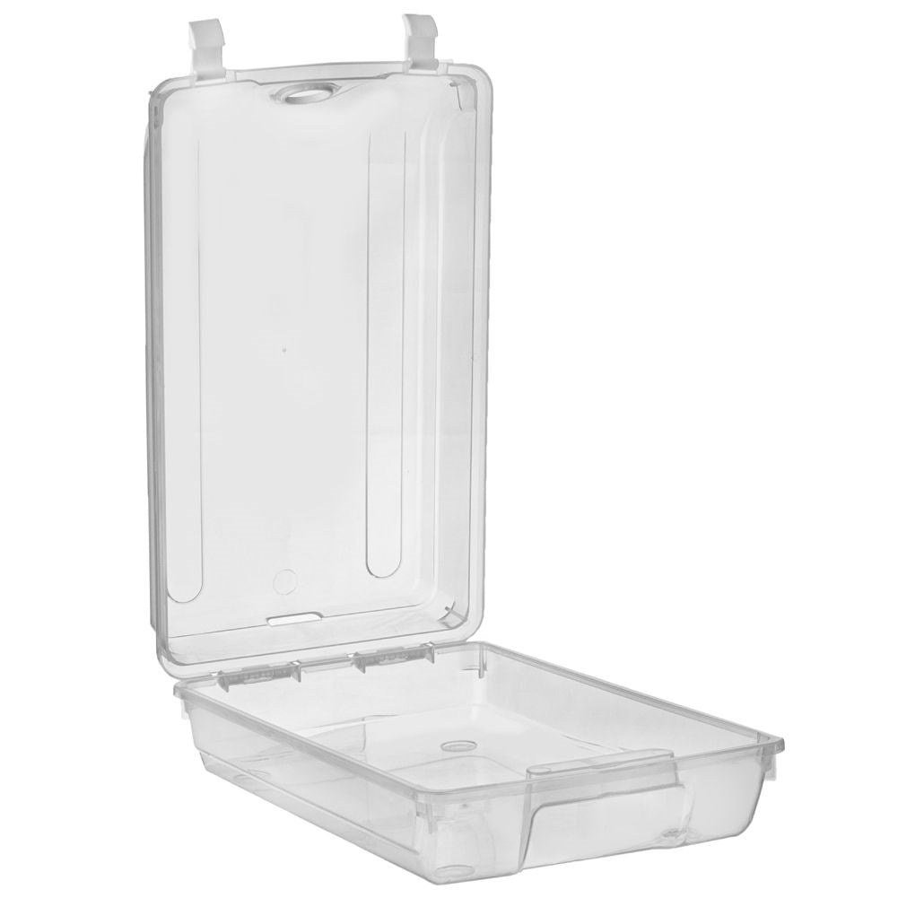 Transparent storage box with lid and ventilation hole