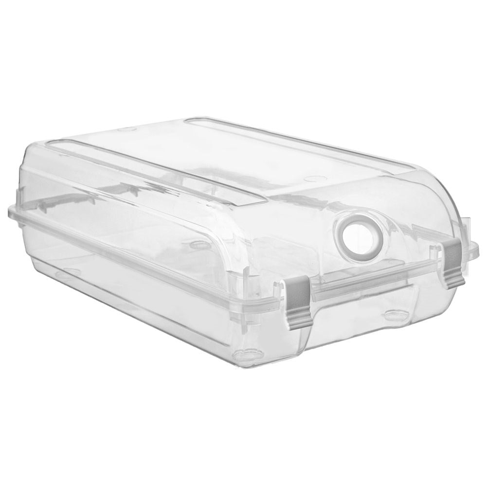 Transparent storage box with lid and ventilation hole