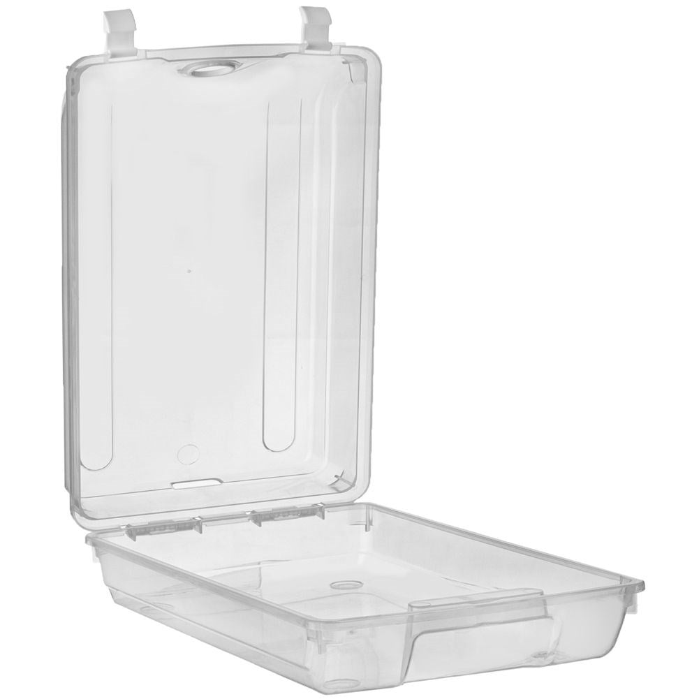 Transparent storage box with lid and ventilation hole