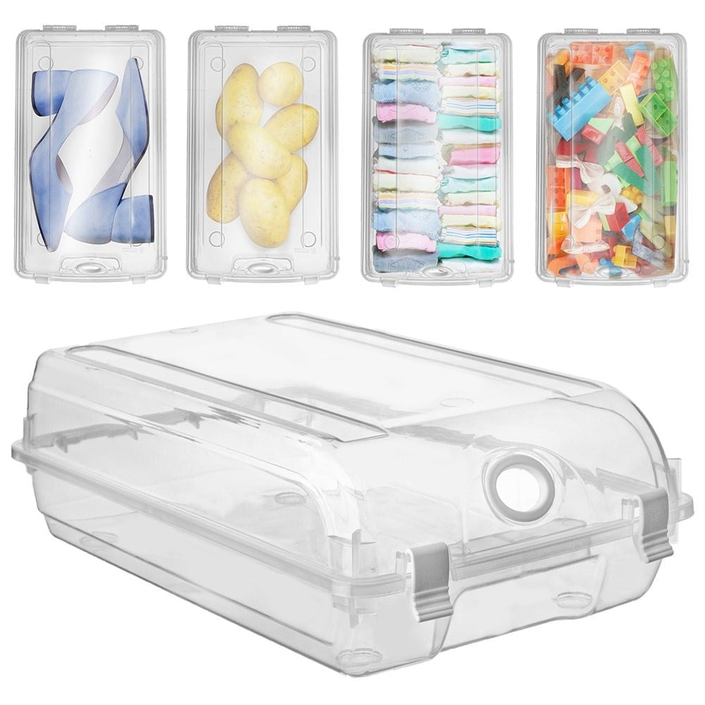 Transparent storage box with lid and ventilation hole