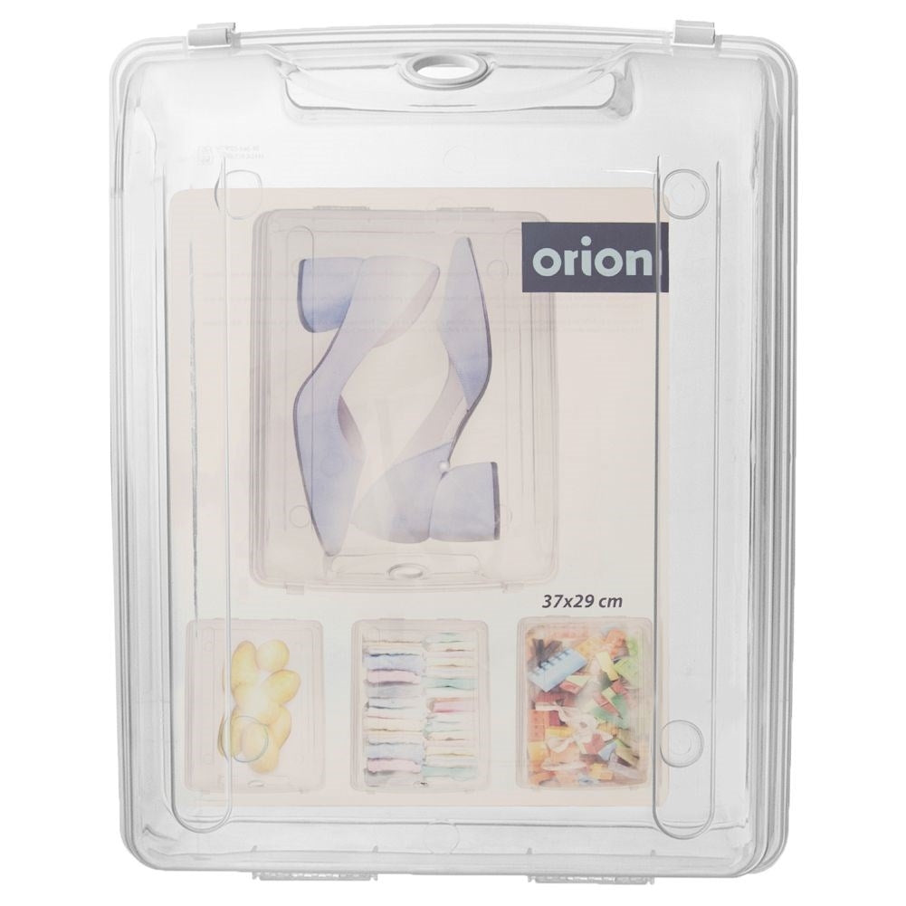 Transparent storage box with lid and ventilation hole