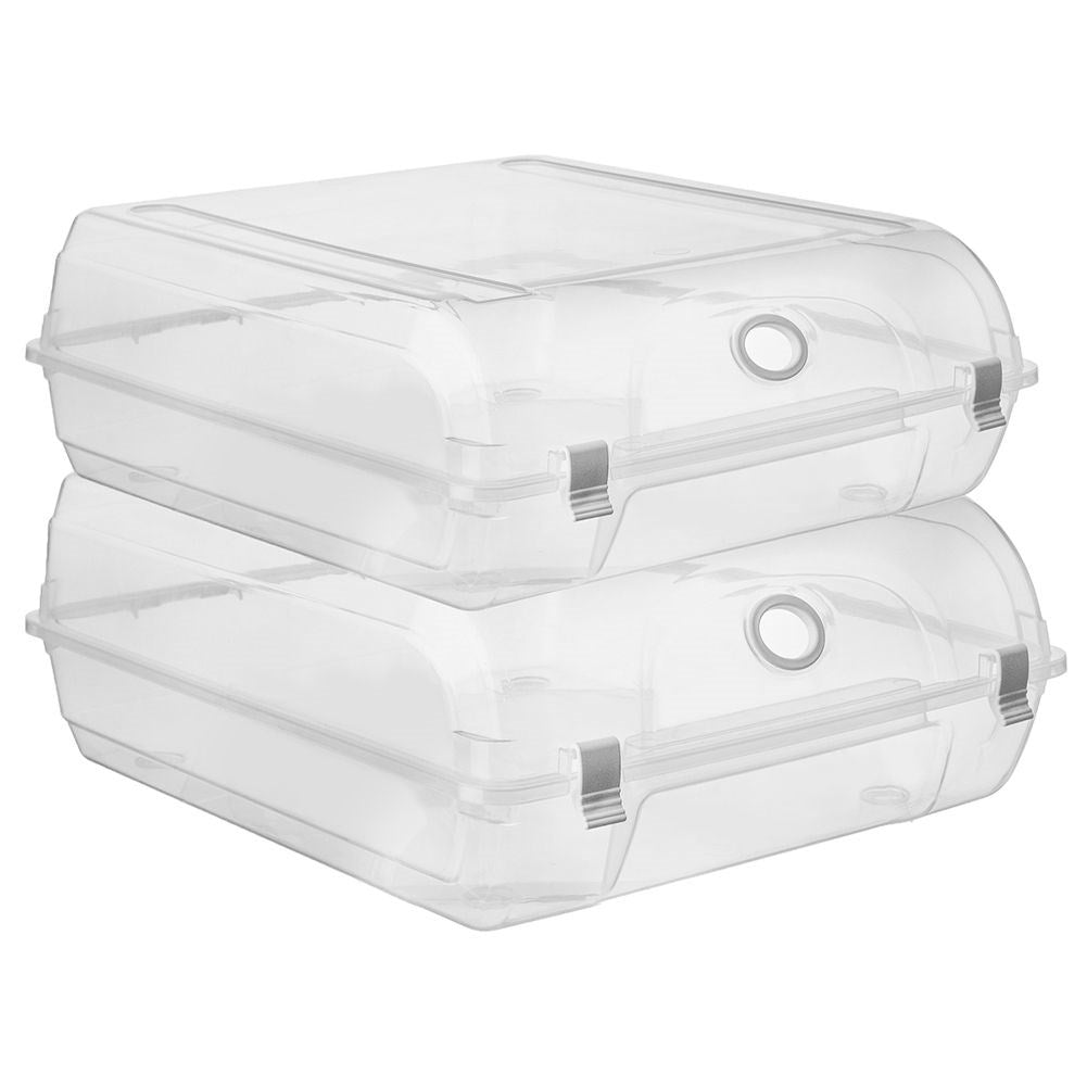 Transparent storage box with lid and ventilation hole