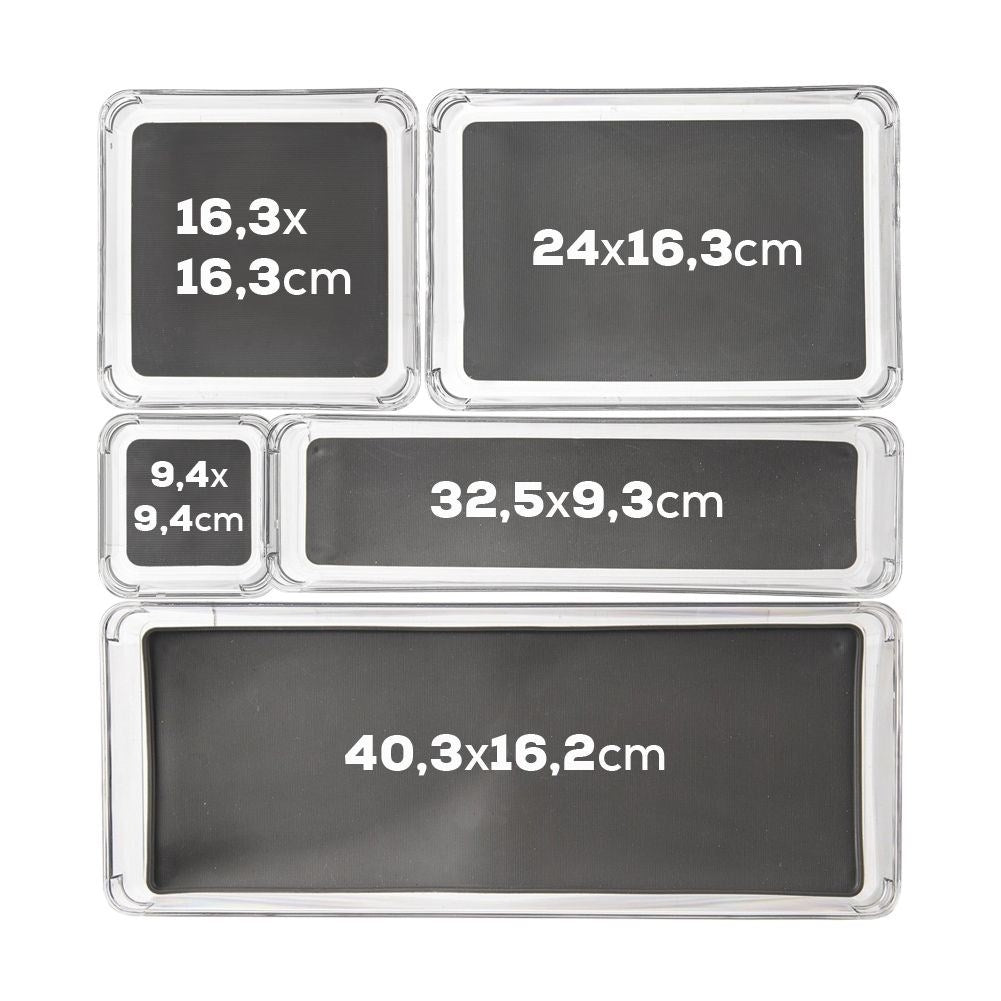 Transparent storage box with non-slip feet and rubber mat