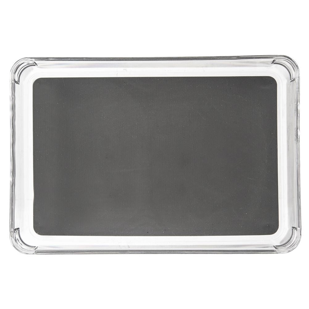 Transparent storage box with non-slip feet and rubber mat