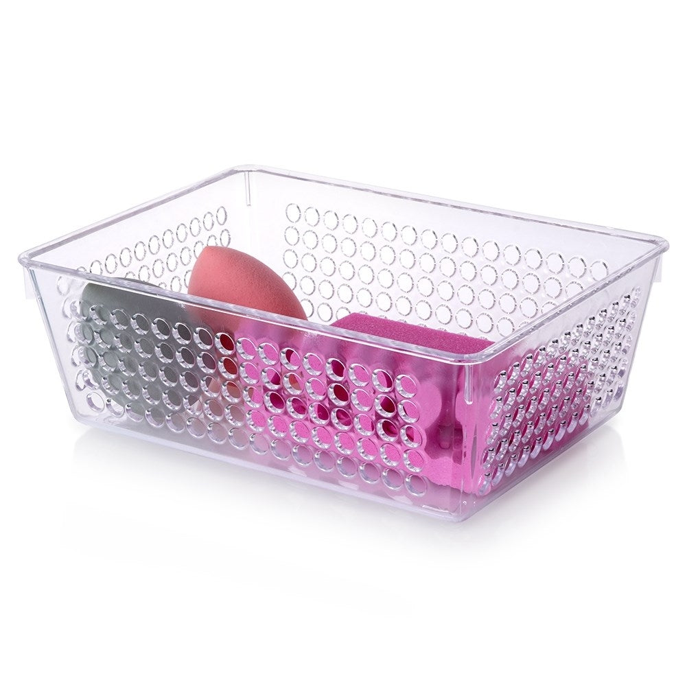 Transparent storage box with perforated sides