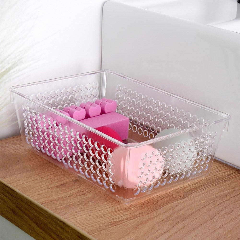 Transparent storage box with perforated sides