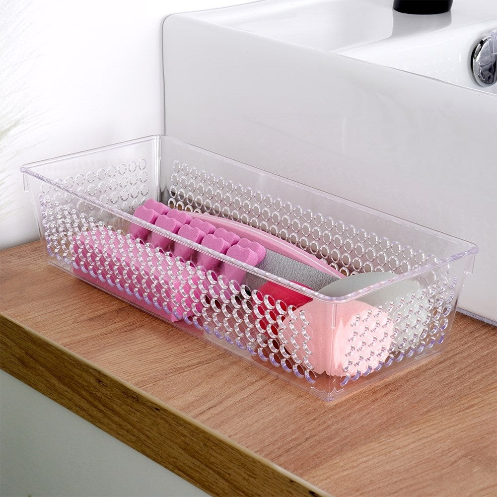 Transparent storage box with perforated sides