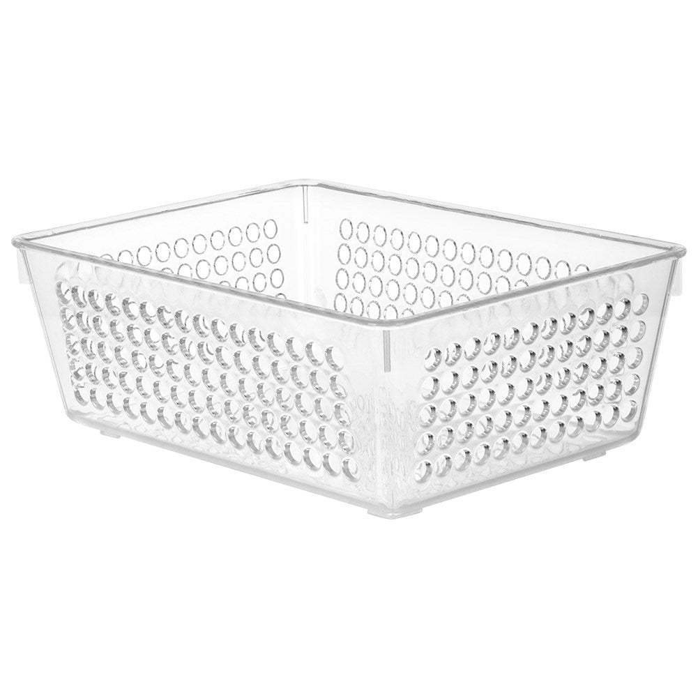 Transparent storage box with perforated sides
