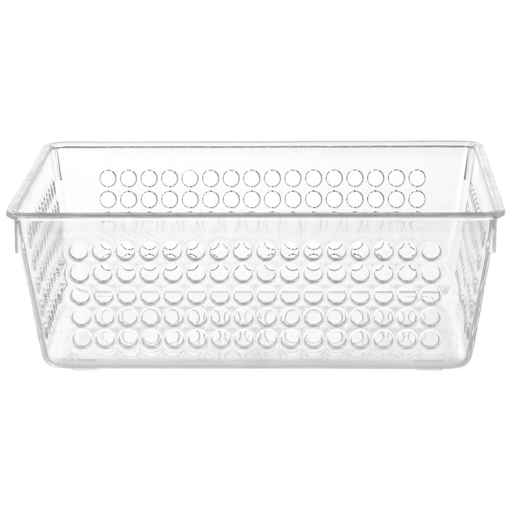 Transparent storage box with perforated sides