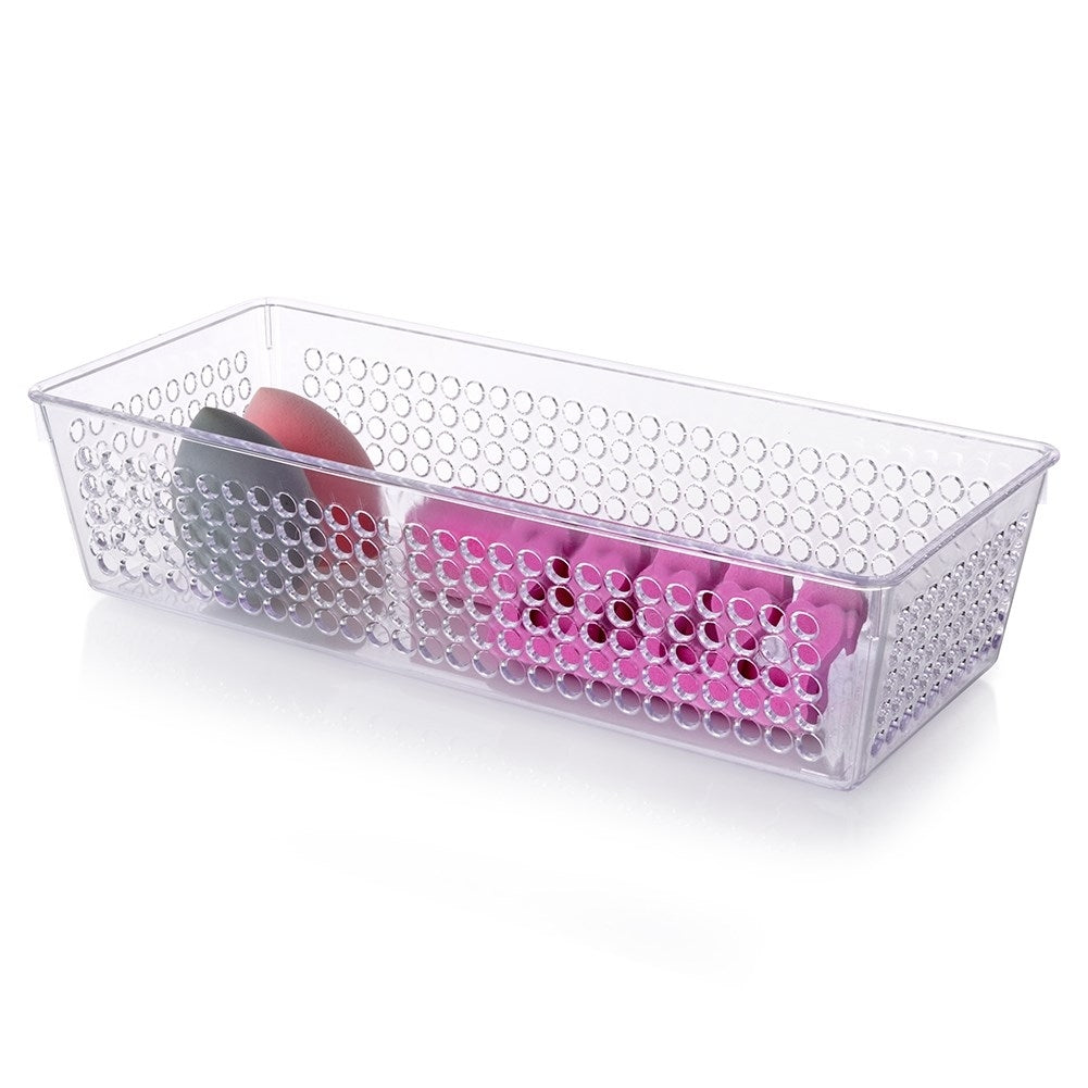 Transparent storage box with perforated sides