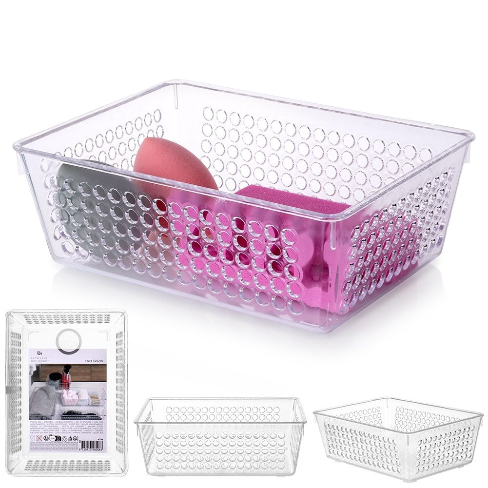 Transparent storage box with perforated sides