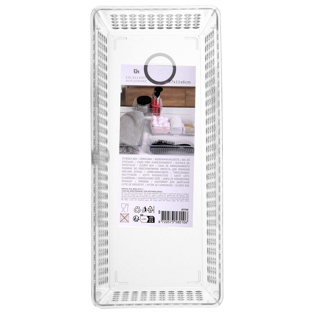 Transparent storage box with perforated sides