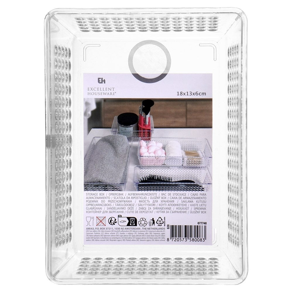 Transparent storage box with perforated sides