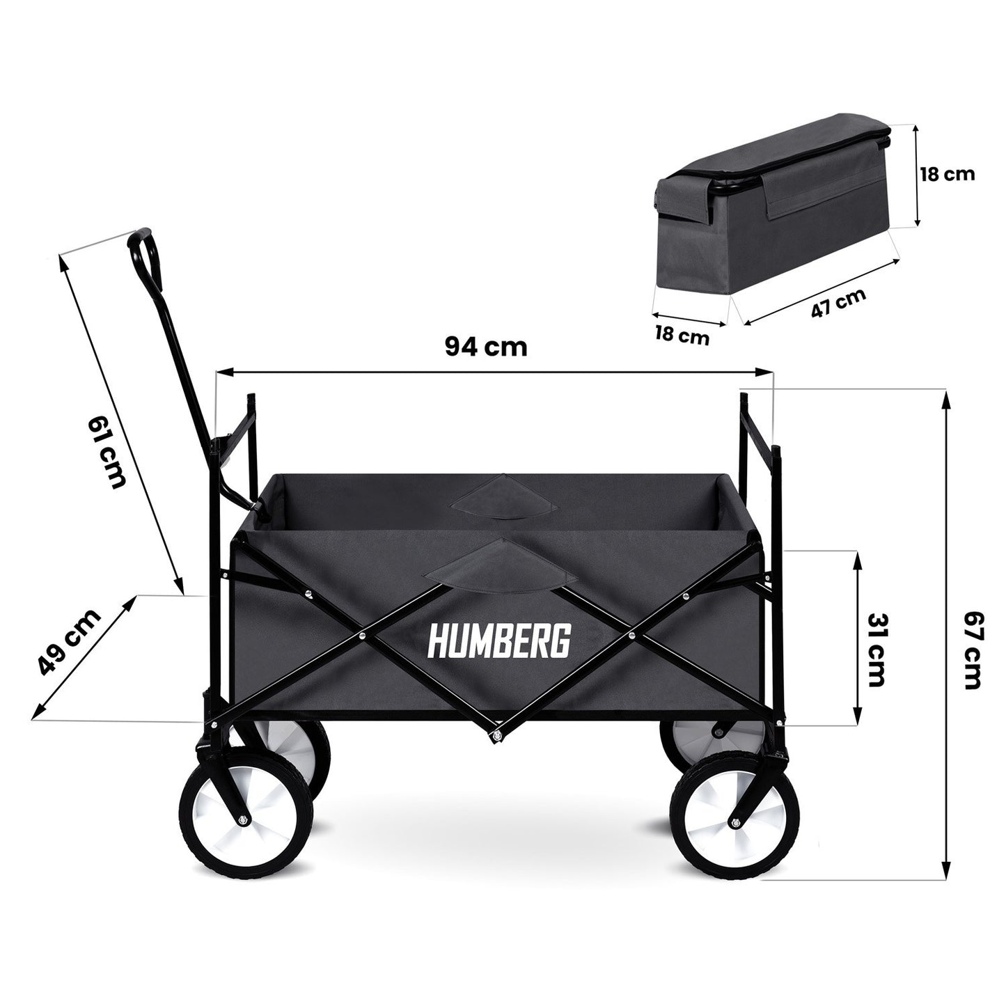 Transport trolley, foldable 80l Humberg HM-514