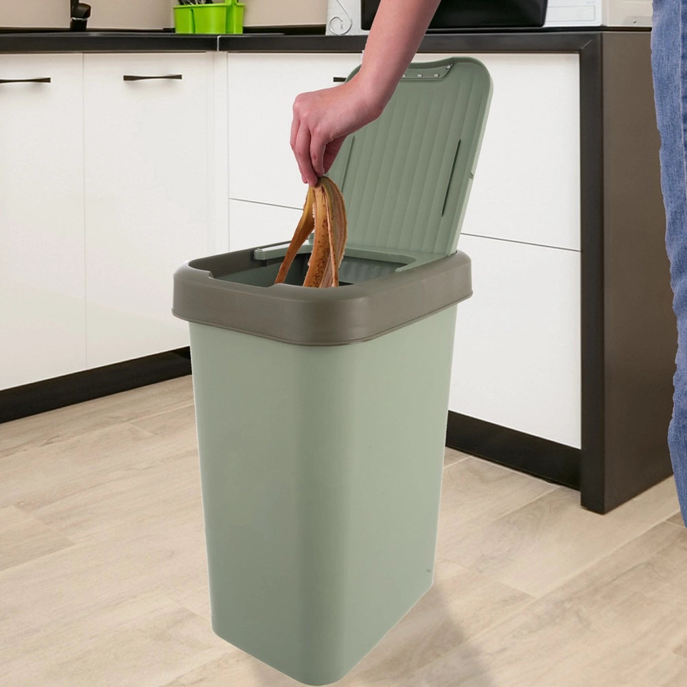 Trash Bin, Green Plastic, 25L Capacity, Tilt Lid