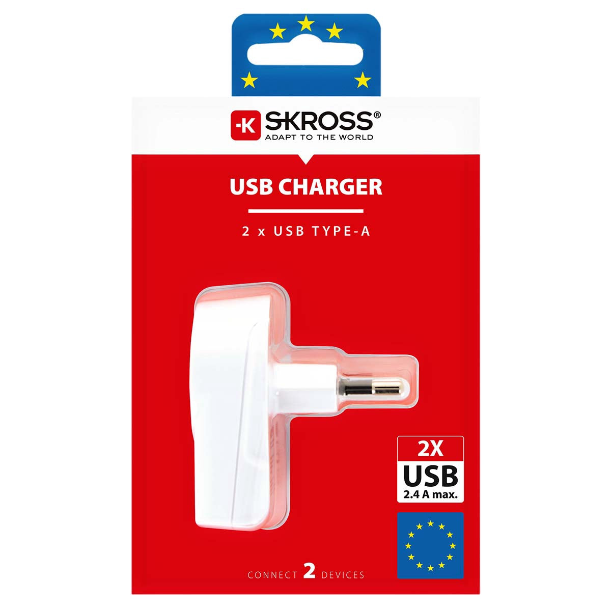 Travel Adapter Europe USB Charger – 2 Ports, 160+ Countries