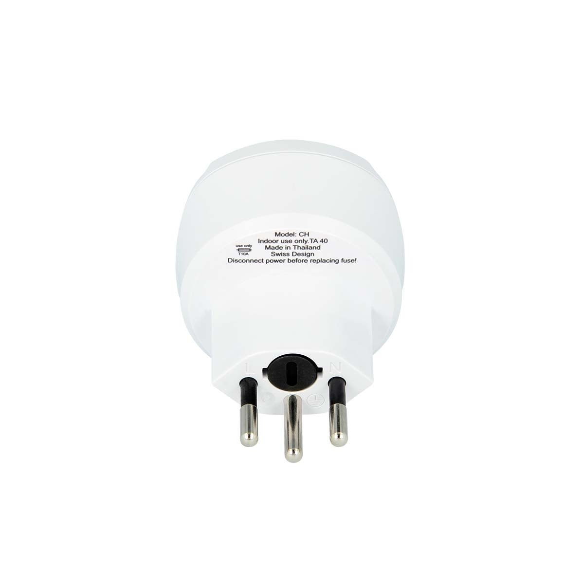 Travel Adapter Europe-to-Switzerland Grounded