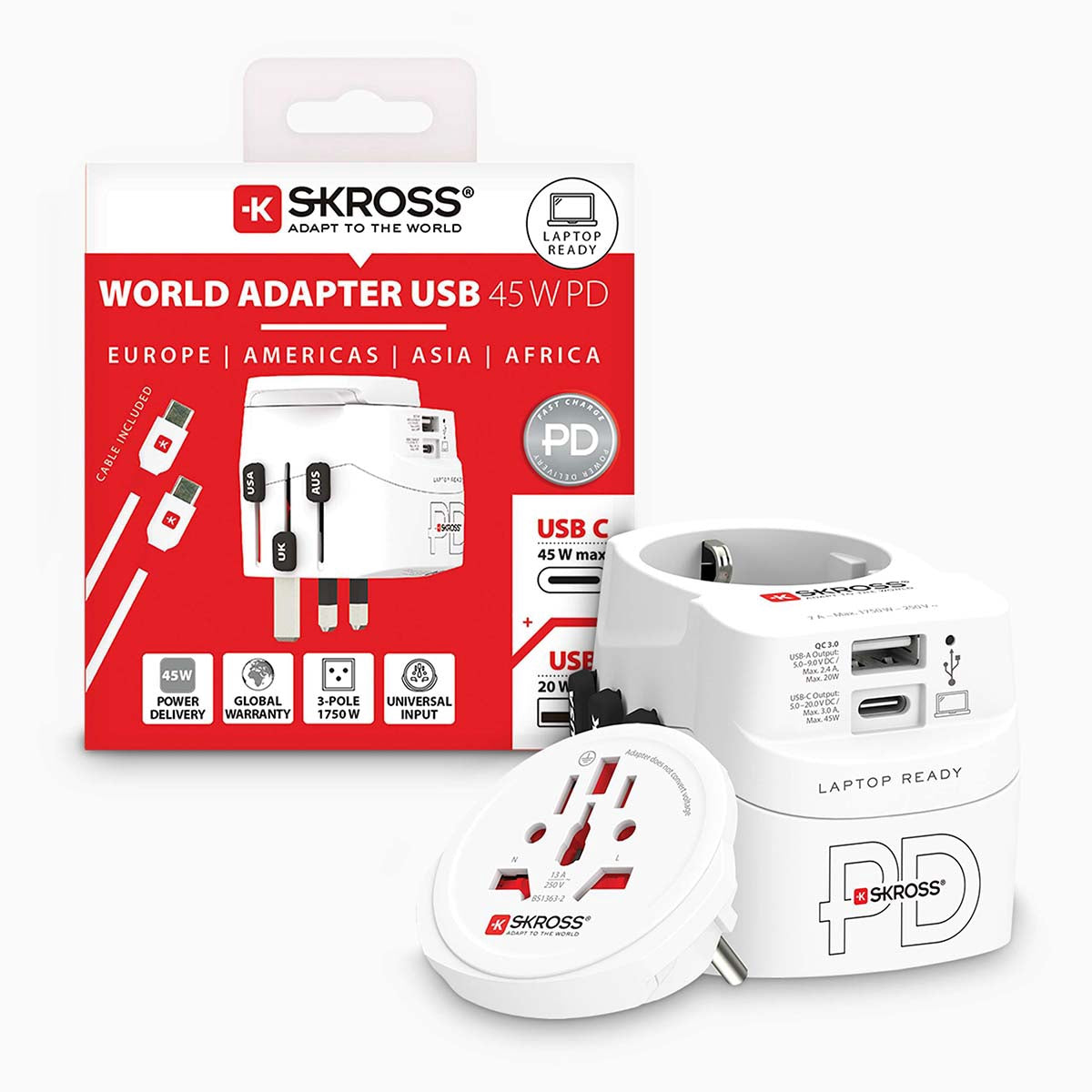 Travel Adapter with 45W USB-C Fast Charging