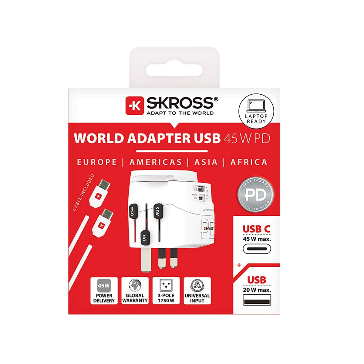 Travel Adapter with 45W USB-C Fast Charging