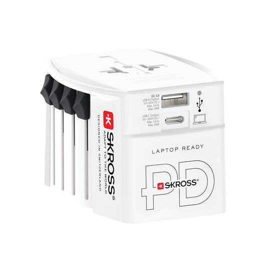 Travel Adapter with Dual 30W USB Charger, 2-Pole