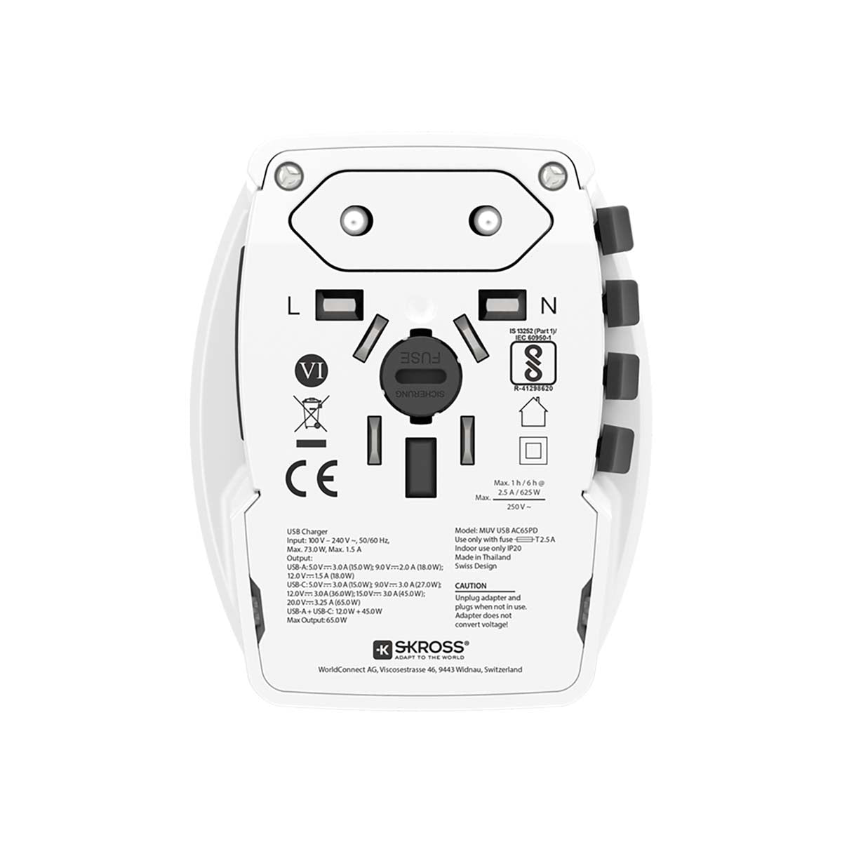 Travel Adapter with Dual USB Charger, 65W Power Delivery