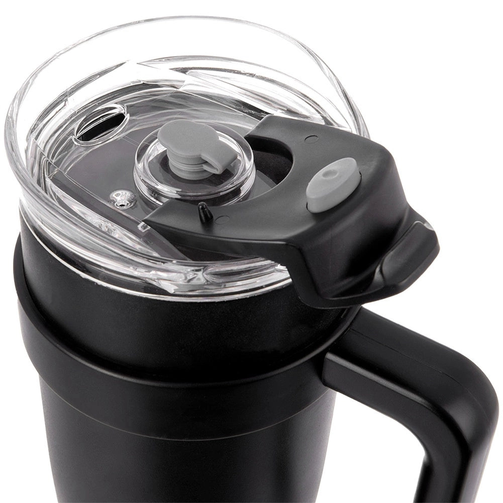 Travel Mug, 1.2L Steel Black with Handle
