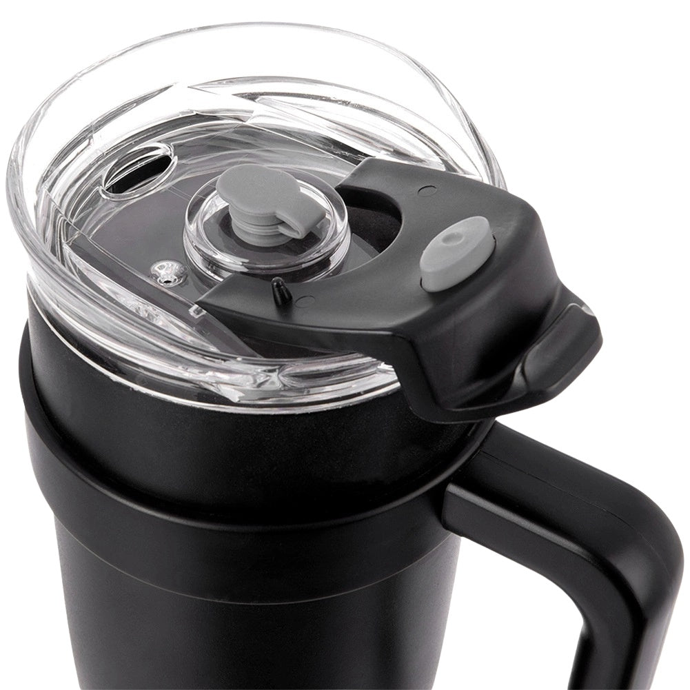 Travel Mug, 1.2L Steel Black with Handle