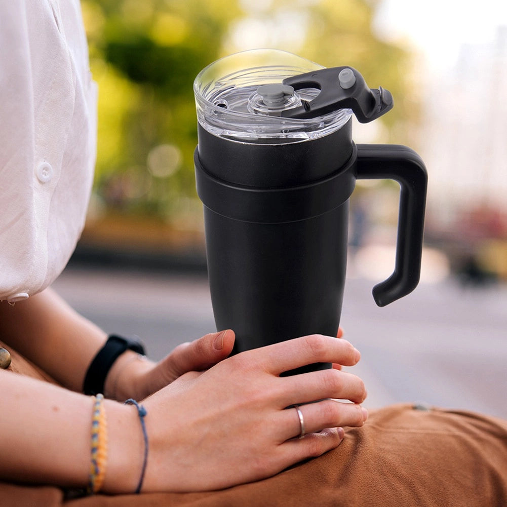Travel Mug, 1.2L Steel Black with Handle