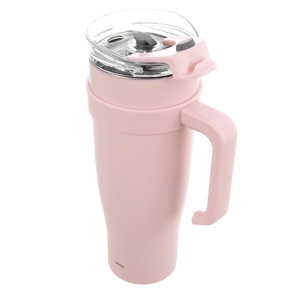 Travel Mug, Stainless Steel, Pink, 1.2L, With Handle