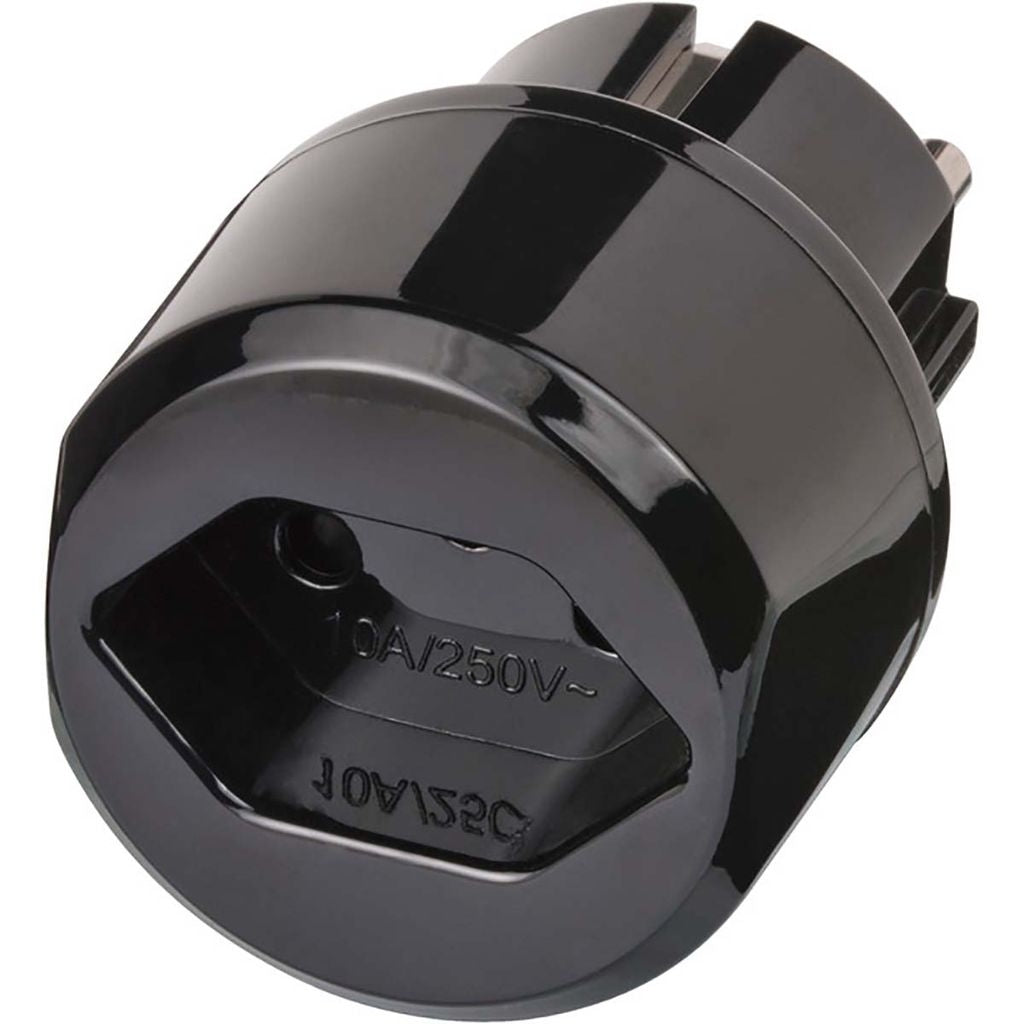 Travel adapter CH-to-Europe Grounded - Black