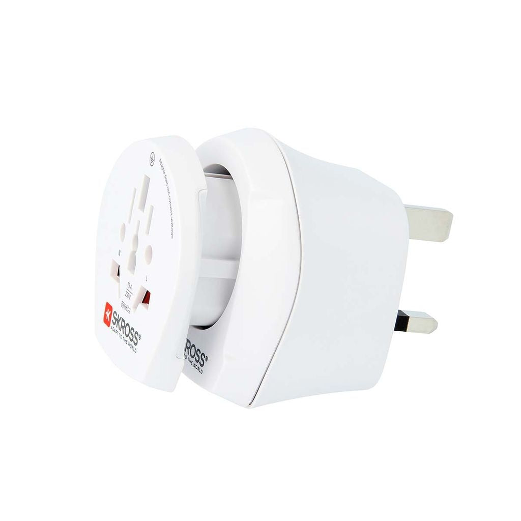 Travel adapter World-to-UK/EU Earthed - White