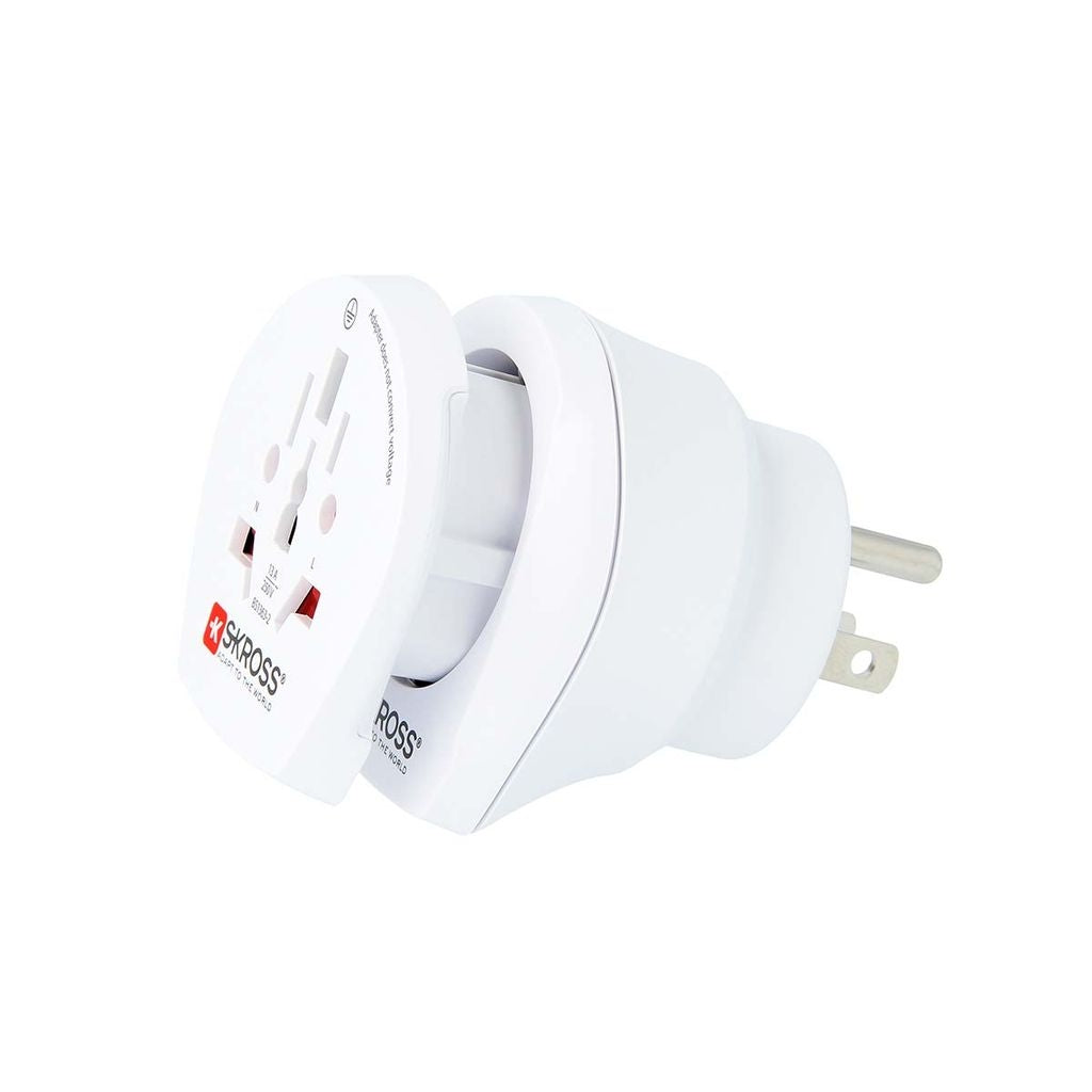 Travel adapter World-to-USA/EU Grounded - White