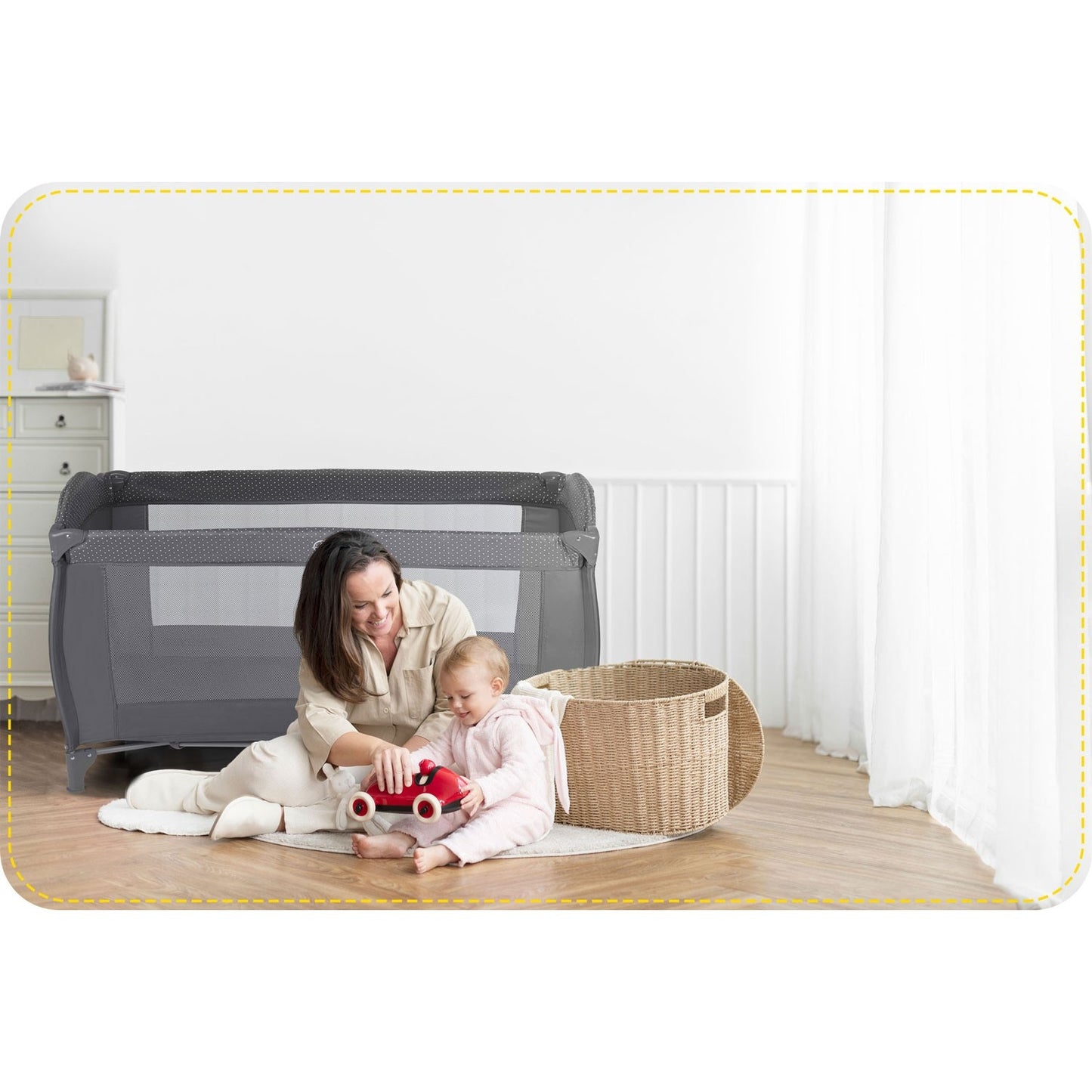 Travel bed for children 125 x 65 x 78 cm RK-242 anthracite