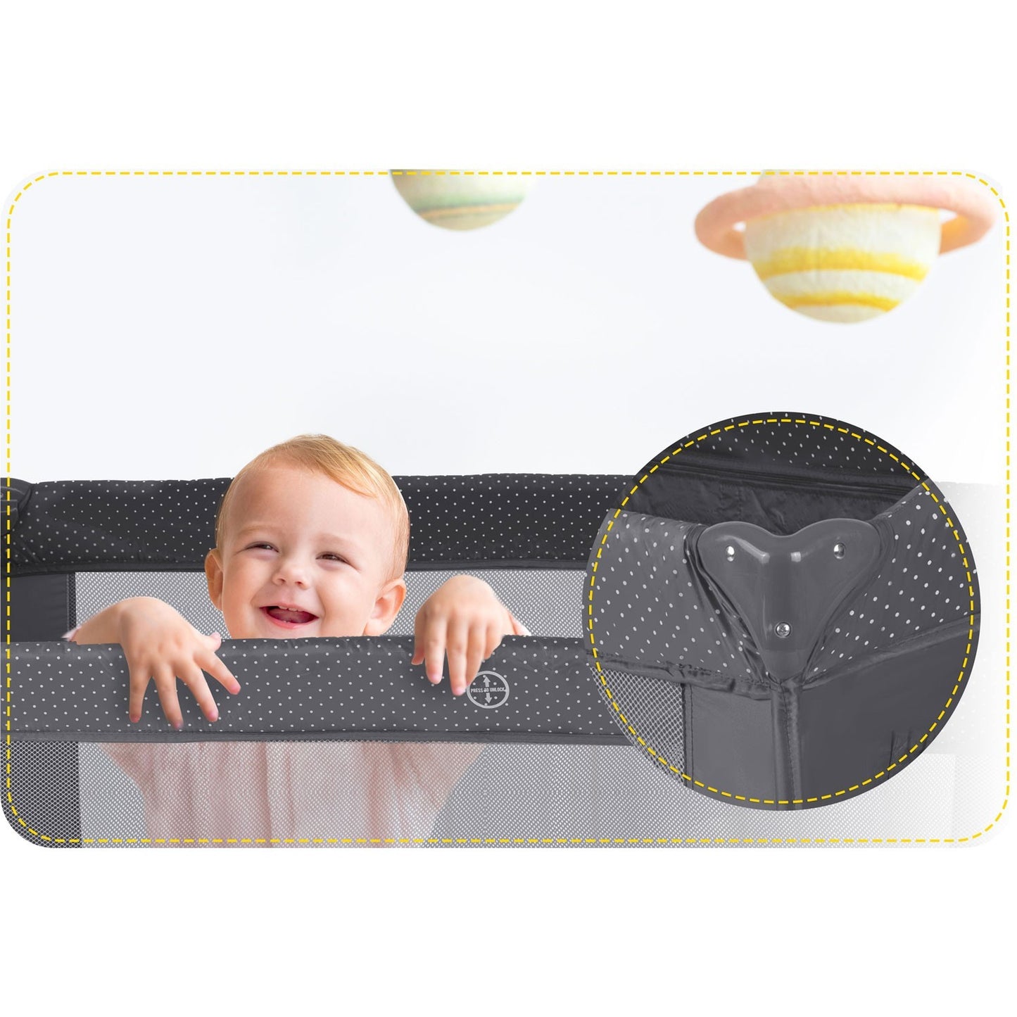 Travel bed for children 125 x 65 x 78 cm RK-242 anthracite