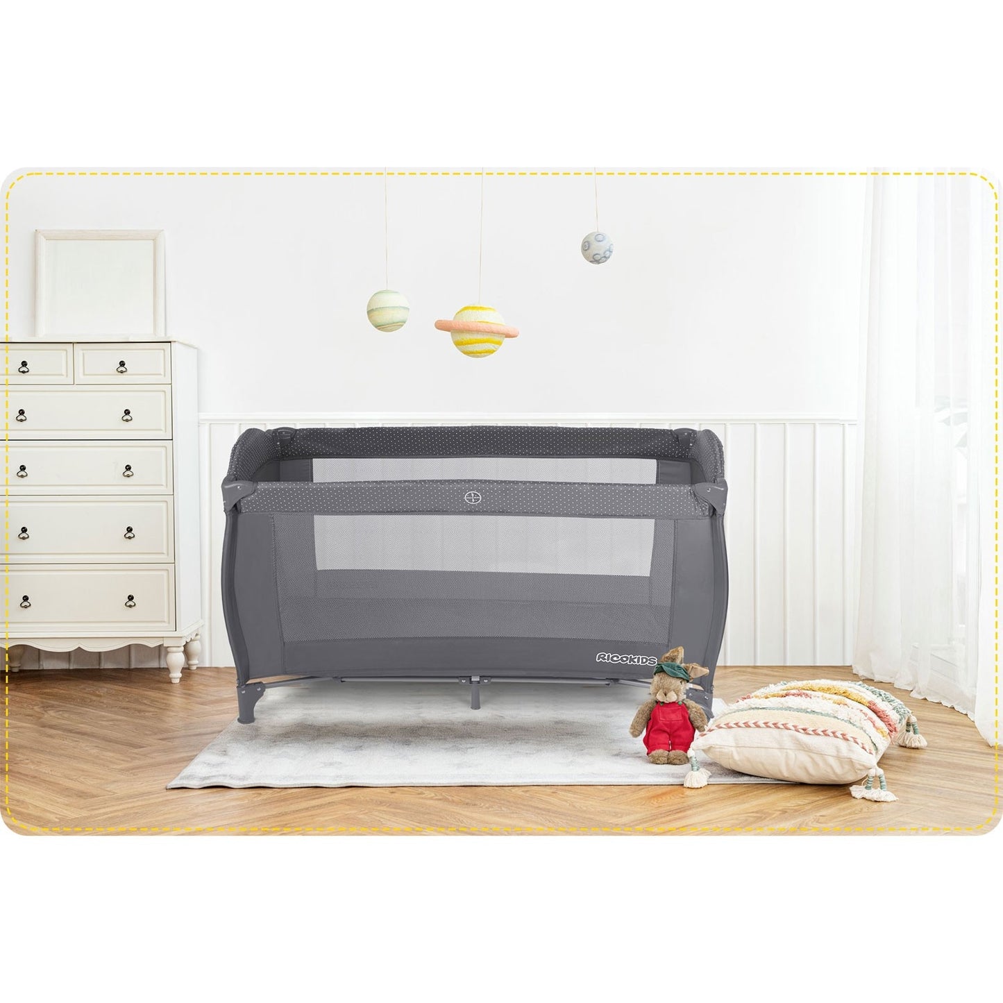 Travel bed for children 125 x 65 x 78 cm RK-242 anthracite