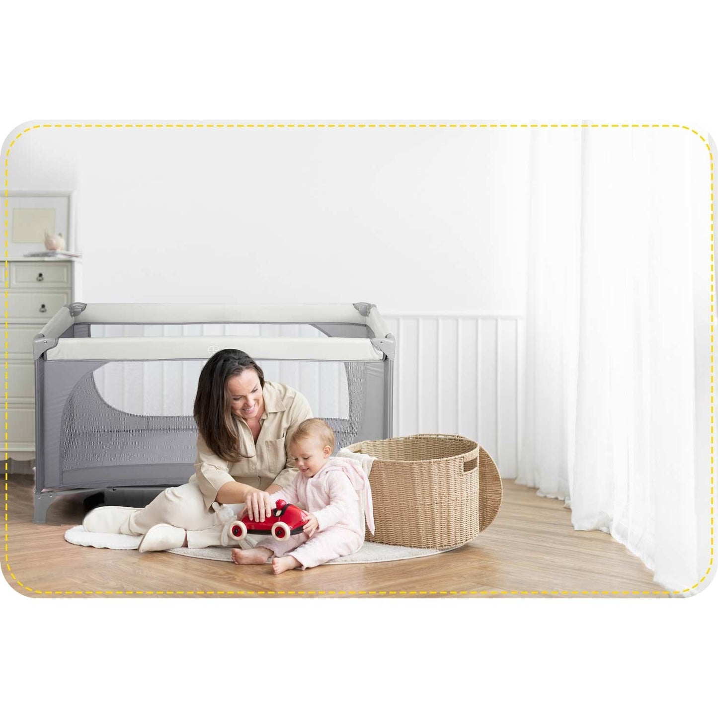 Travel cot 125 x 65 x 78 cm RK-240 light grey