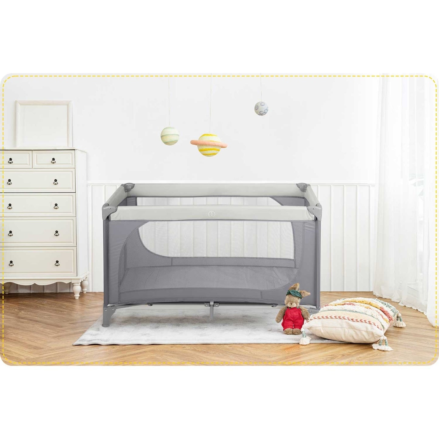 Travel cot 125 x 65 x 78 cm RK-240 light grey