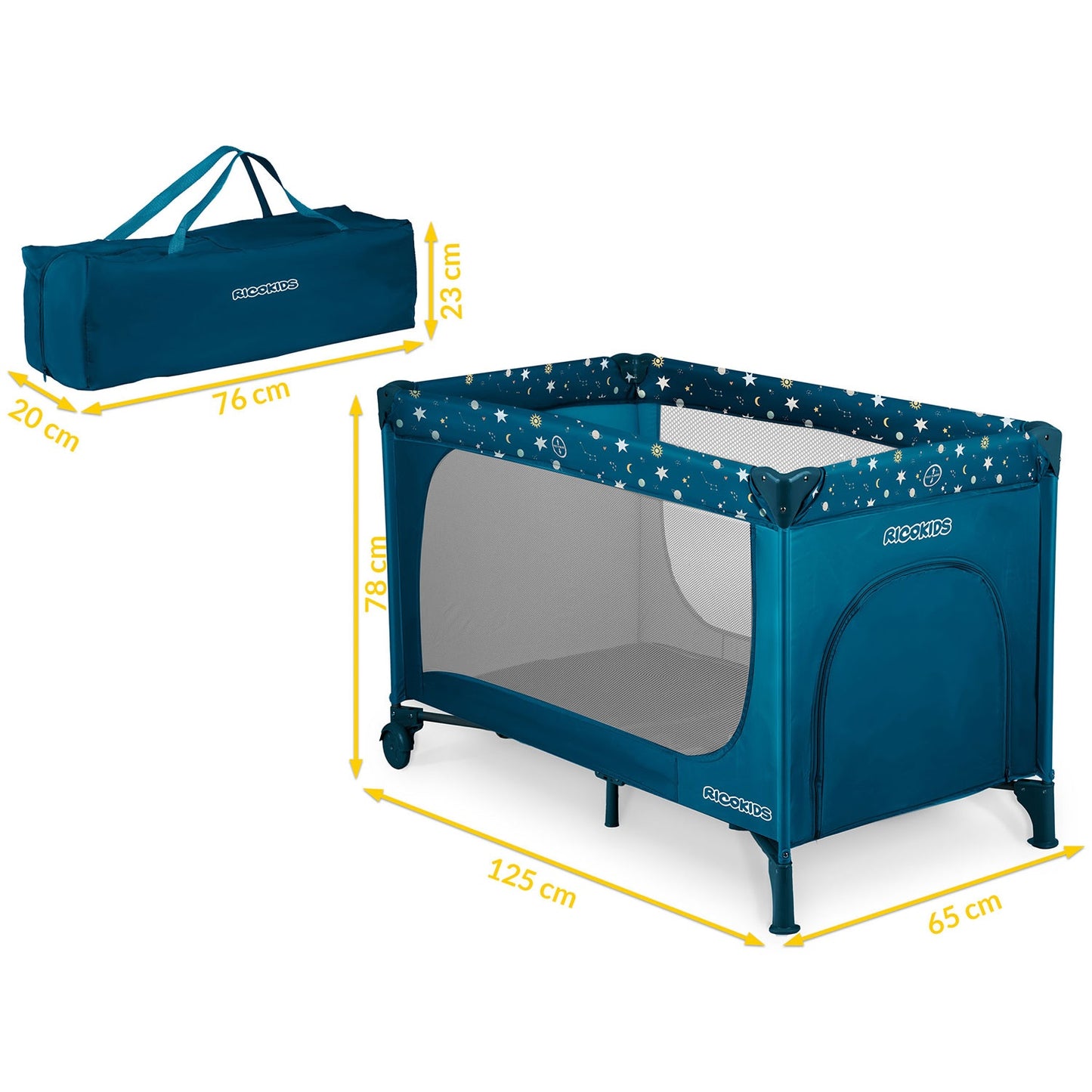 Travel cot 125 x 65 x 78 cm RK-240 navy blue