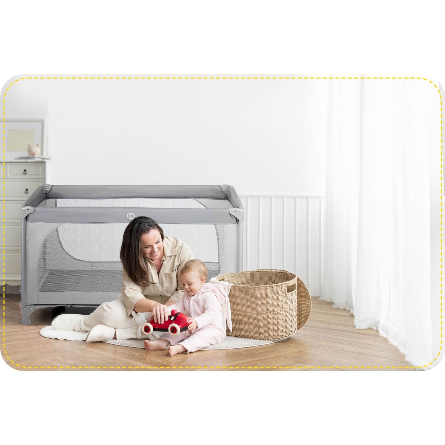 Travel cot for Children 125 x 65 x 78 cm RK-240 Grey