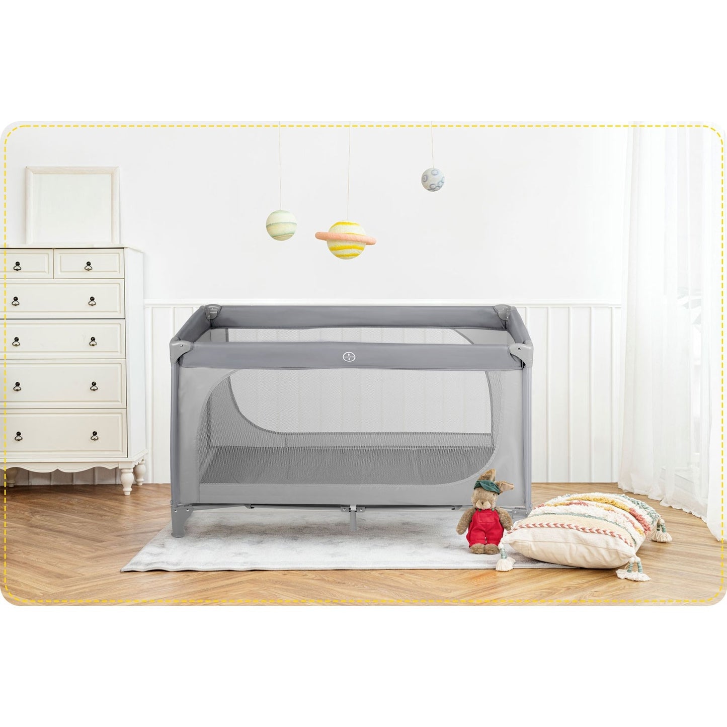 Travel cot for Children 125 x 65 x 78 cm RK-240 Grey