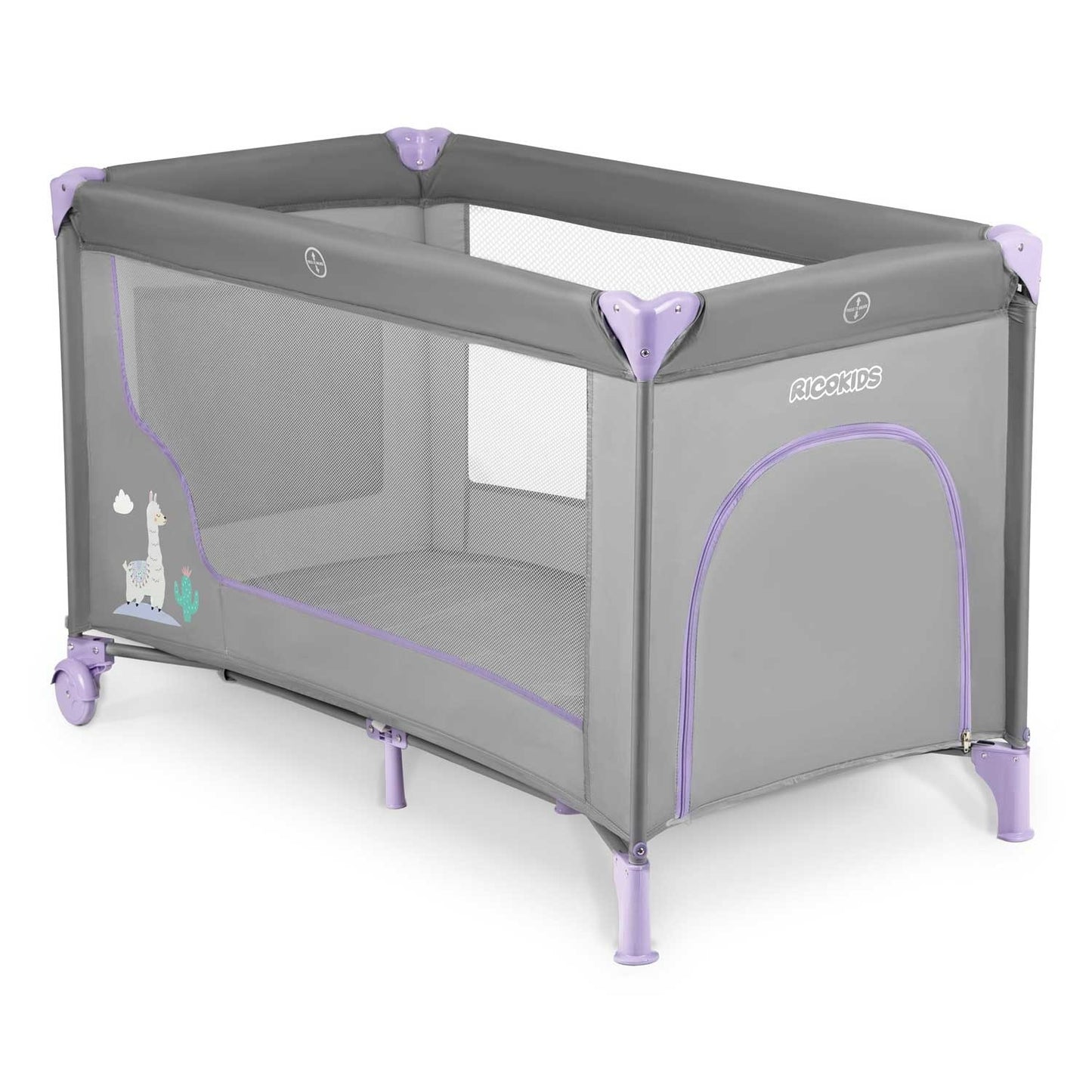 Travel cot for children 125 x 65 x 78 cm RK-240 grey/lavender