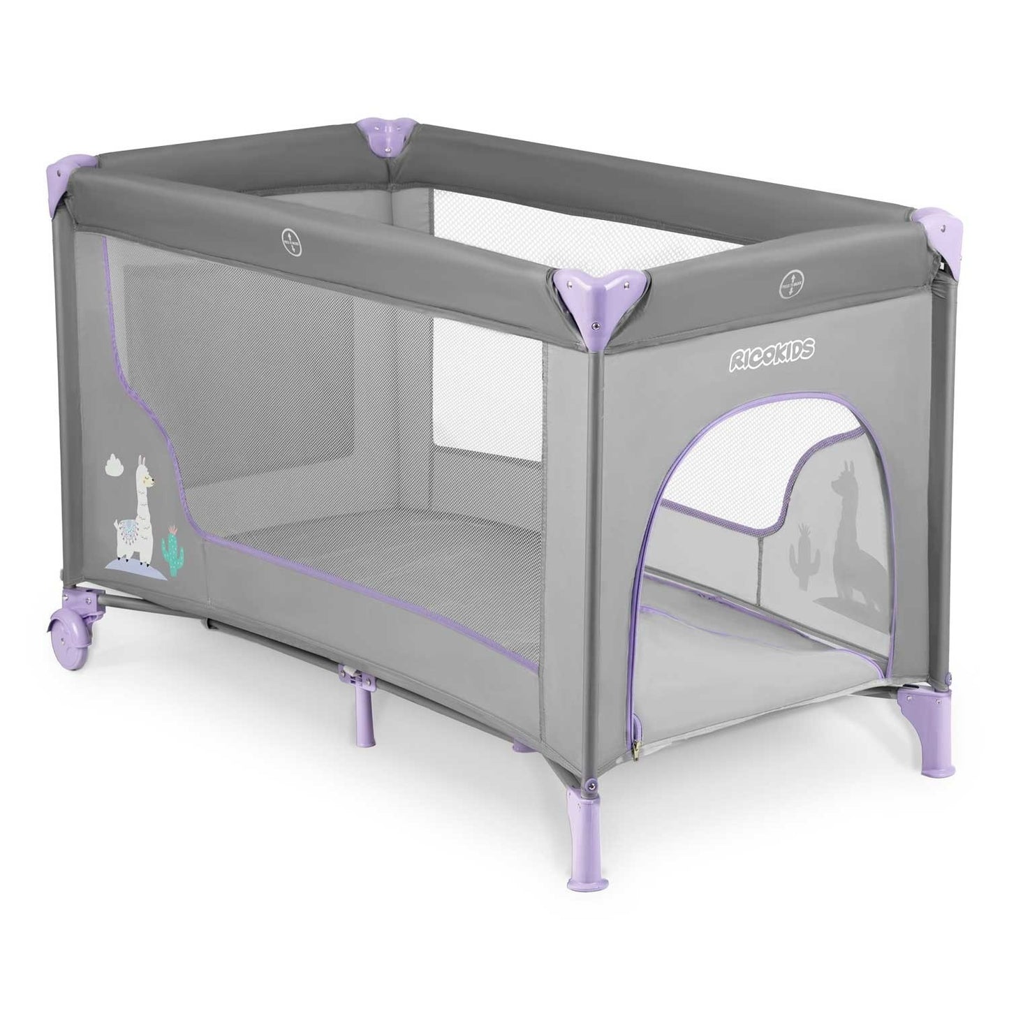 Travel cot for children 125 x 65 x 78 cm RK-240 grey/lavender