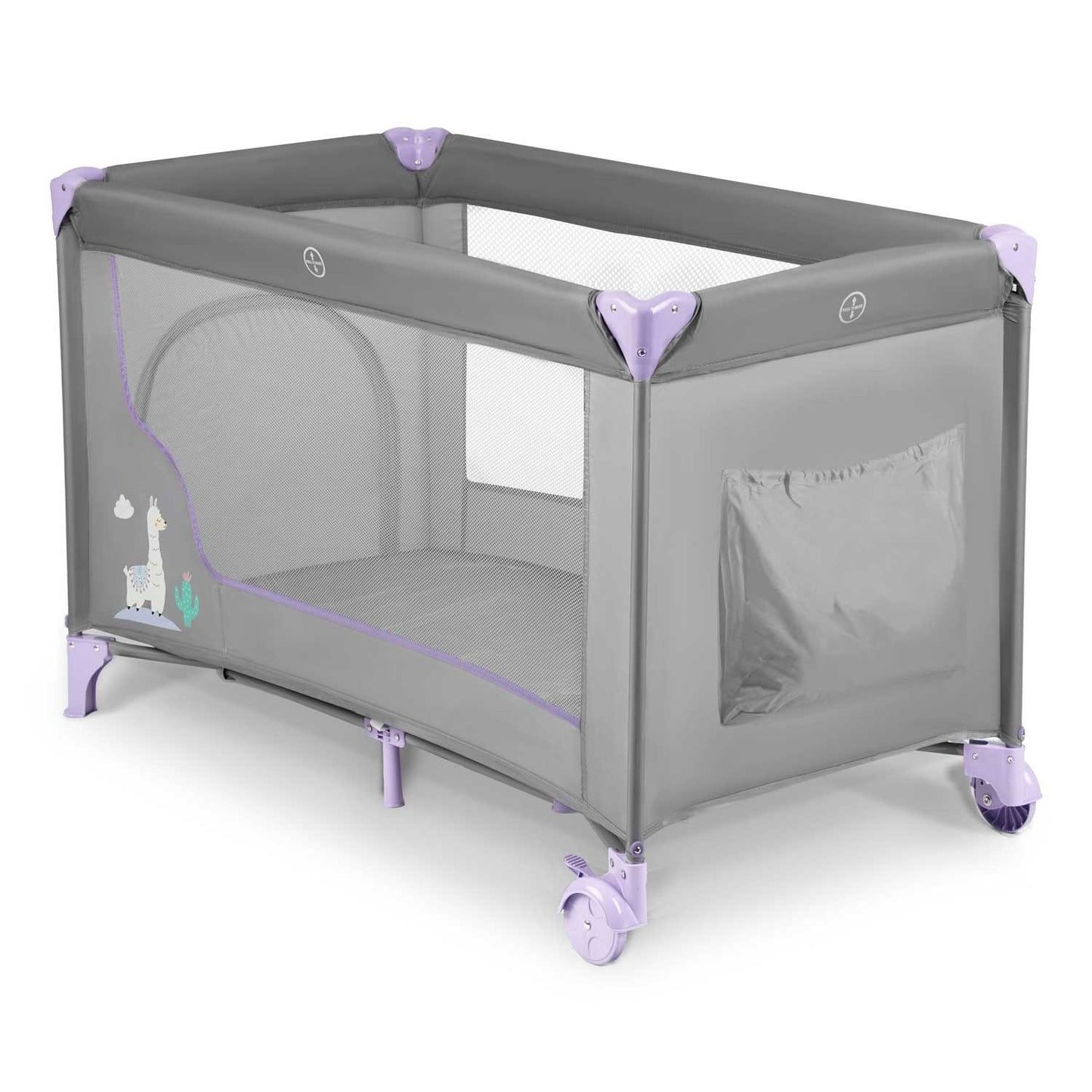 Travel cot for children 125 x 65 x 78 cm RK-240 grey/lavender