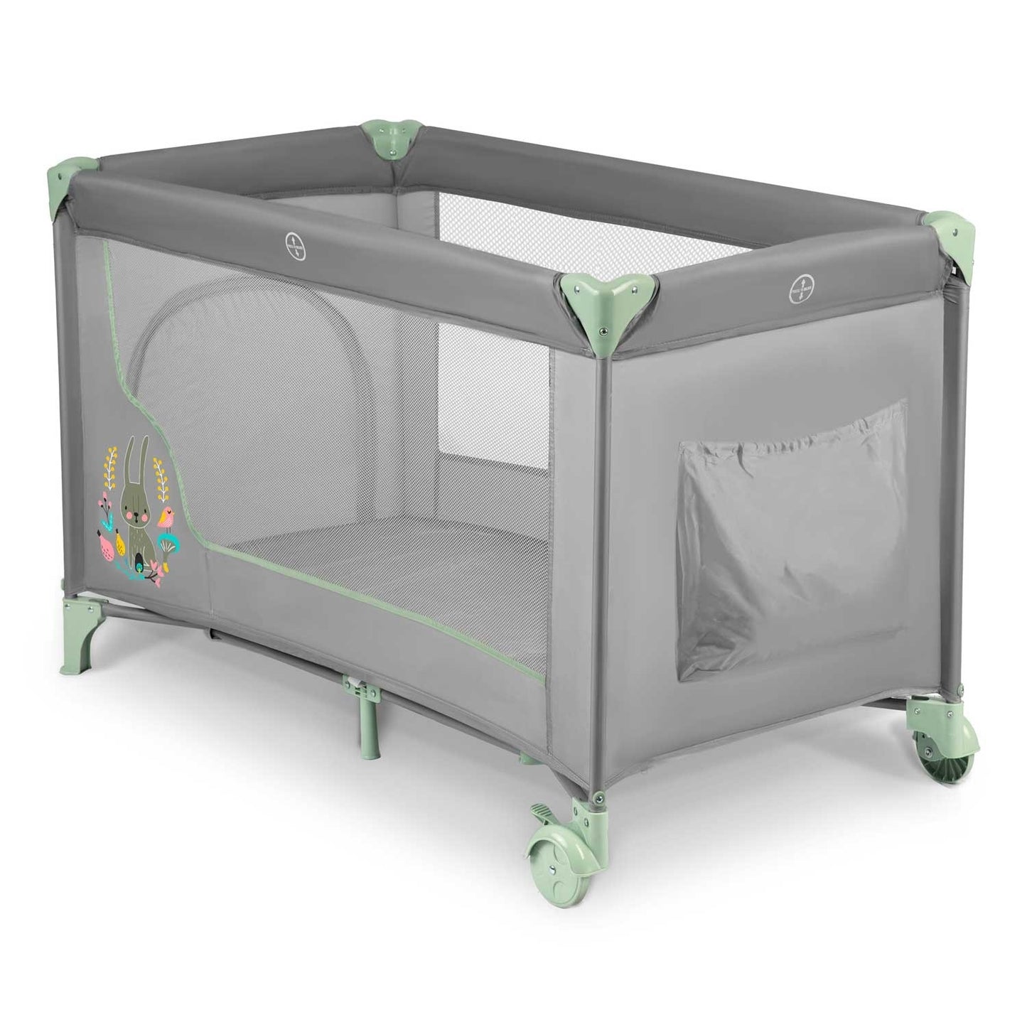 Travel cot for children 125 x 65 x 78 cm RK-240 grey-mint