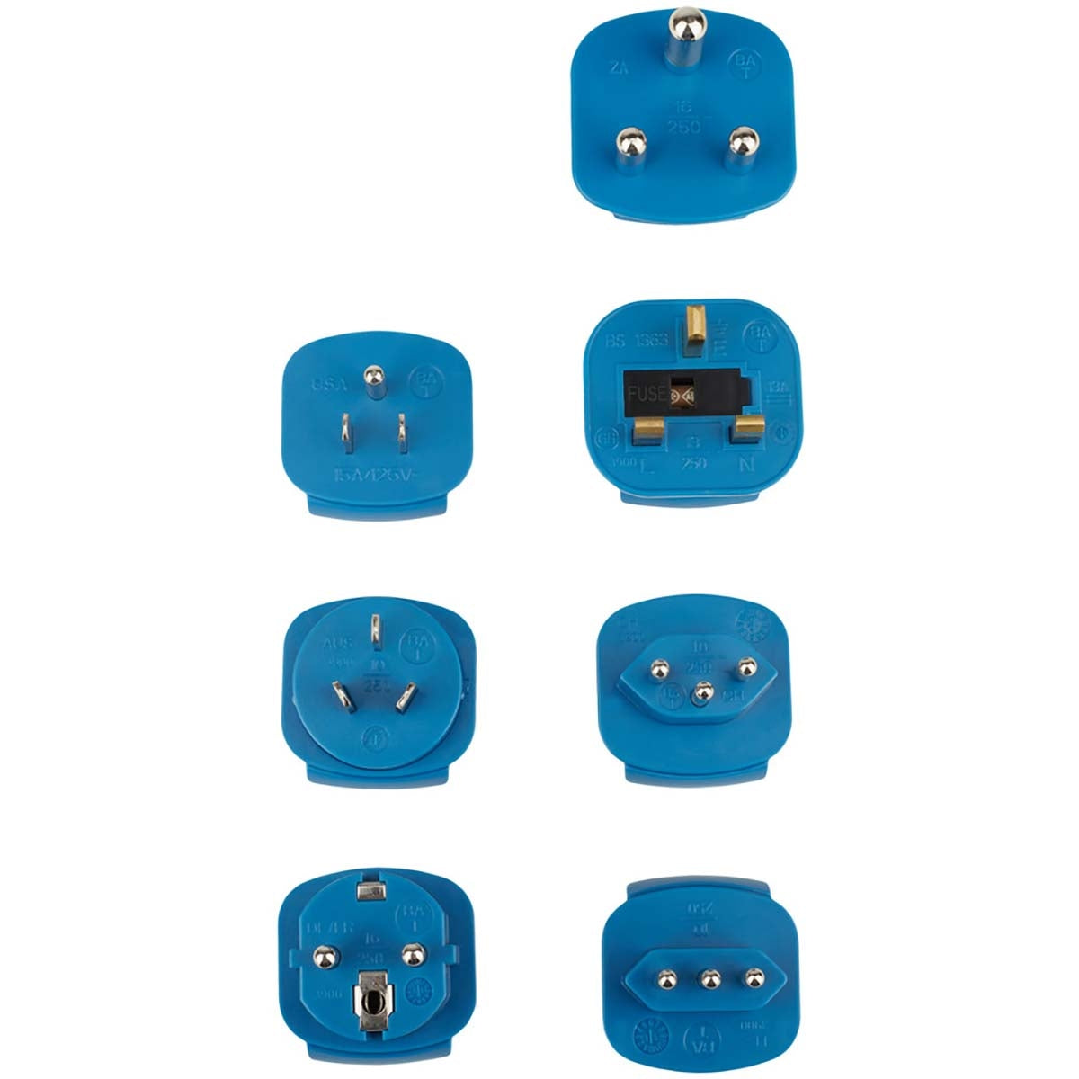 Travel plug set / travel adapter set (travel socket adapter with various accessories for more than 150 countries (7 x plug inserts) black