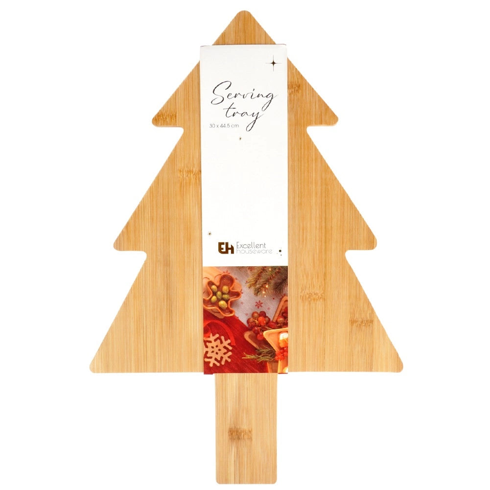 Tree-Shaped Bamboo Serving Board 44.5x30 cm