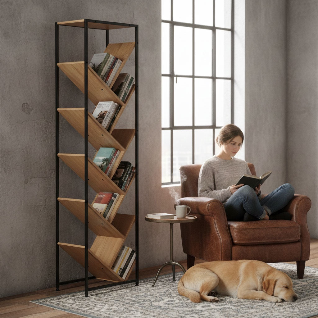 Tree-Shaped Bookcase, 10 Shelves, Light Oak MDF