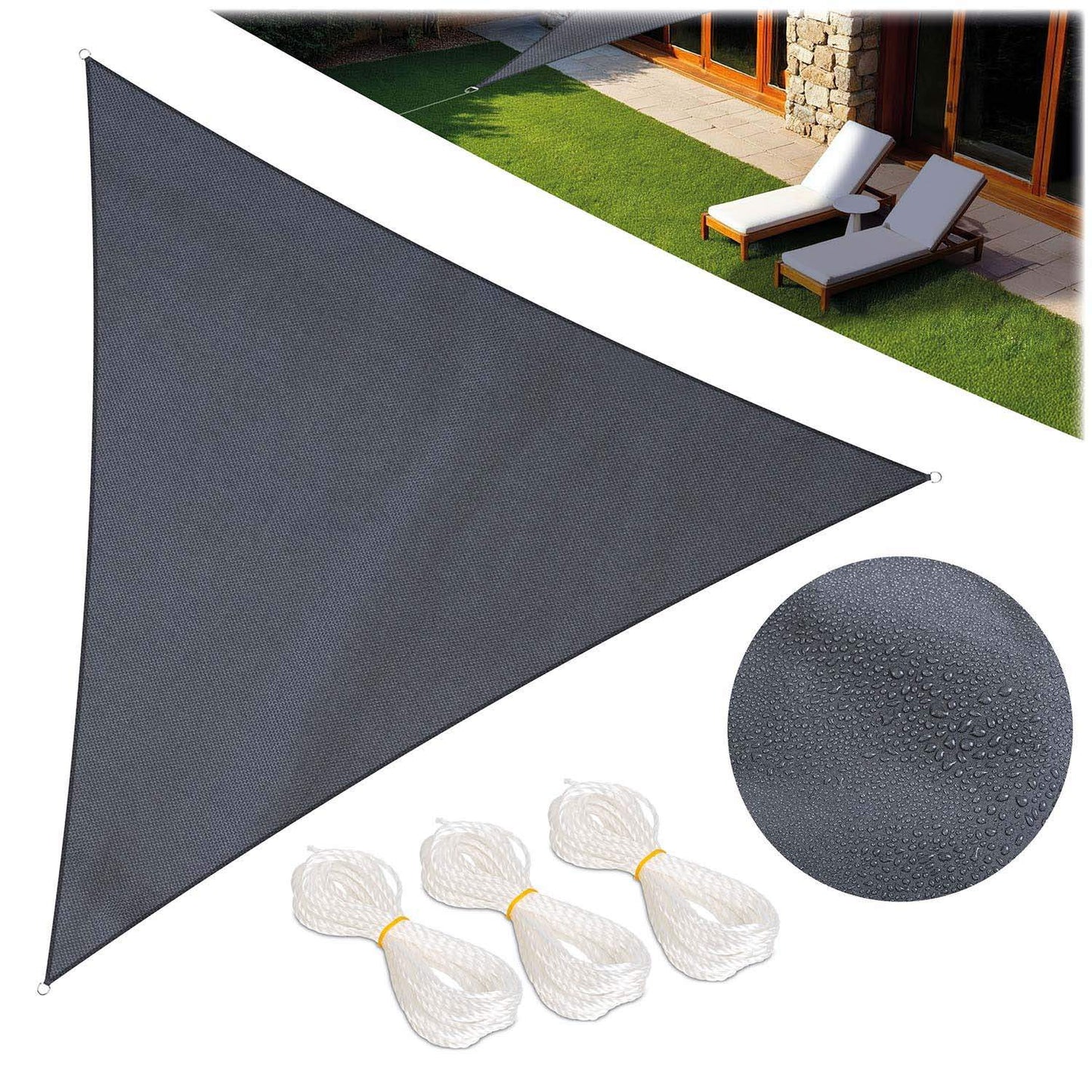 Triangular shade sail 7m2 Plonos PL-886 gray