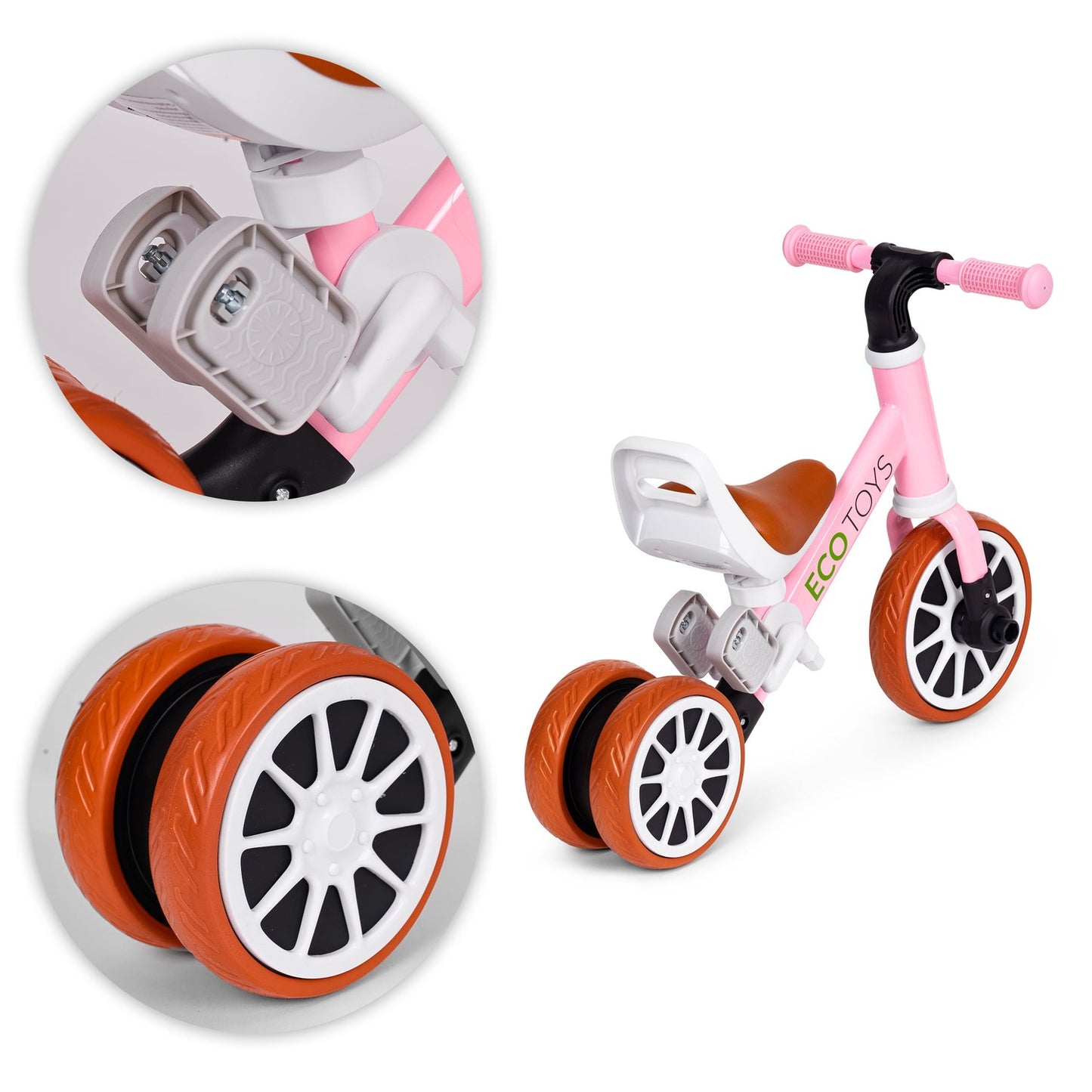 Tricycle balance bike with pedals 2in1 pink ECOTOYS