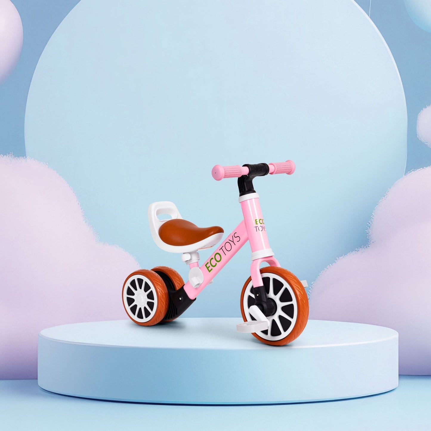 Tricycle balance bike with pedals 2in1 pink ECOTOYS
